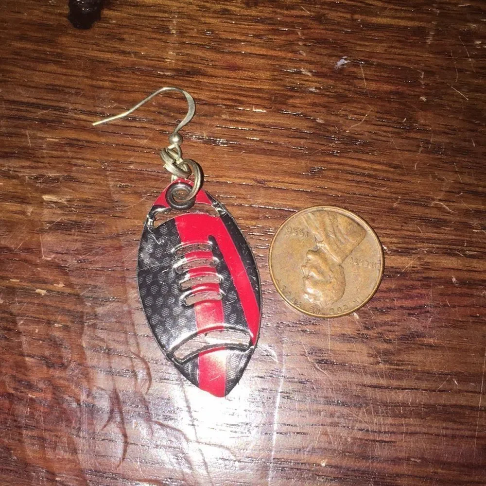 Single Red Black Fabric Football earring